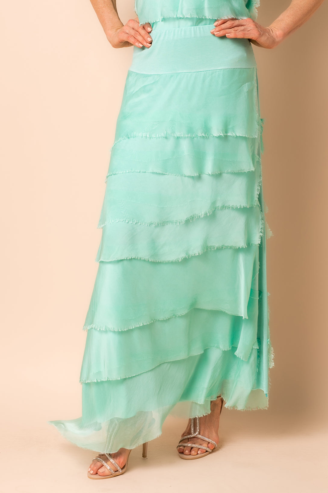 Fifi Silk Skirt in Sea Green - Imagine Fashion