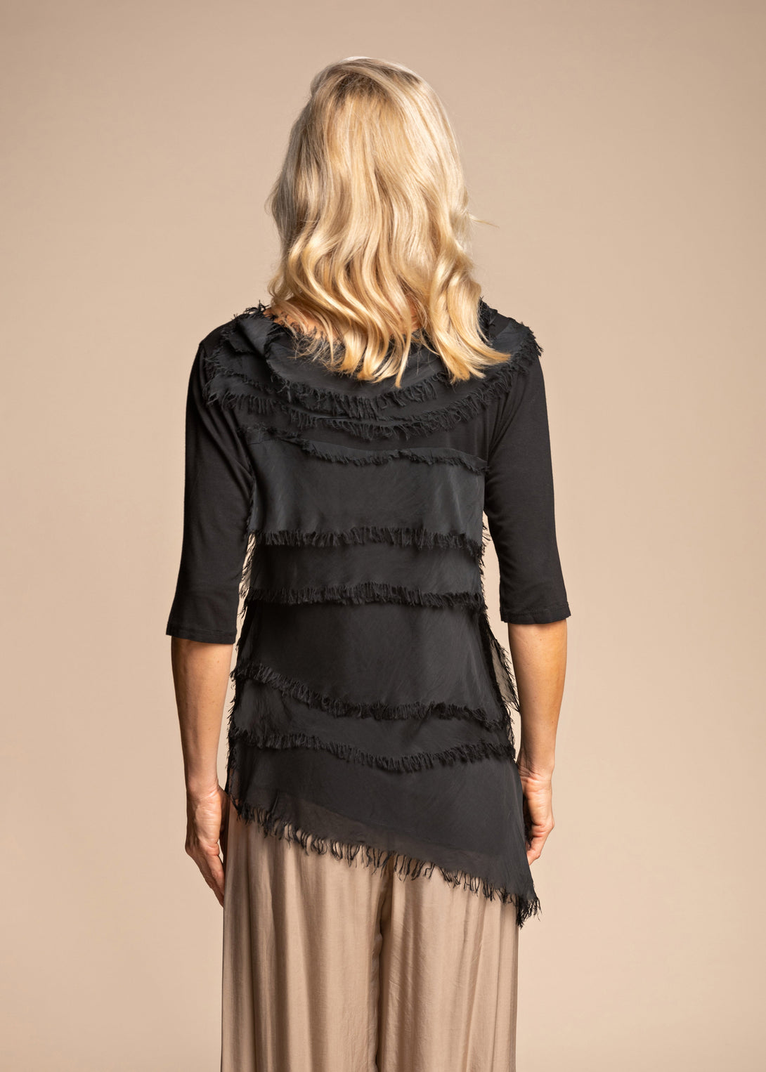 Fleur Silk Top in Onyx - Imagine Fashion