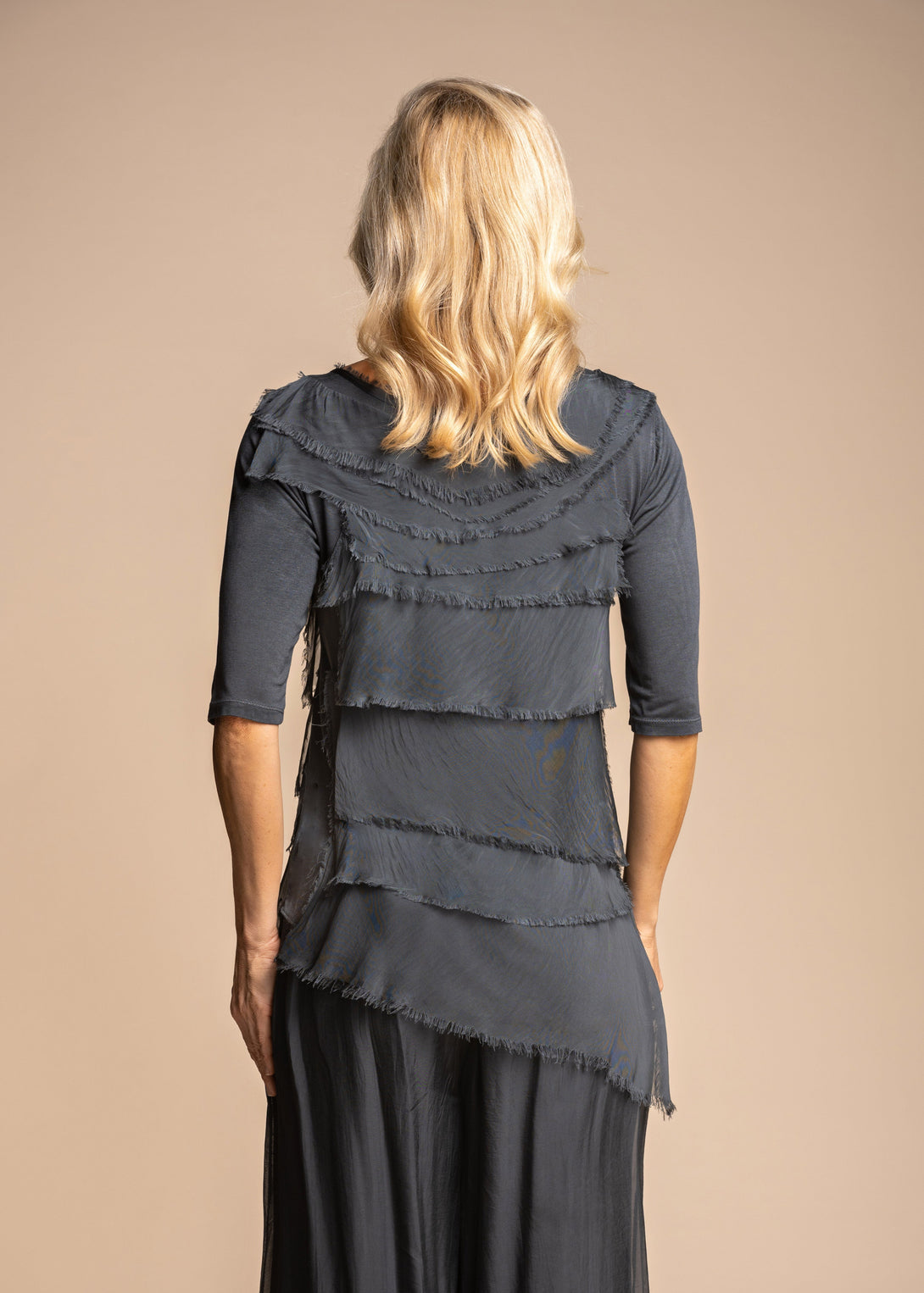 Fleur Silk Top in Granite - Imagine Fashion