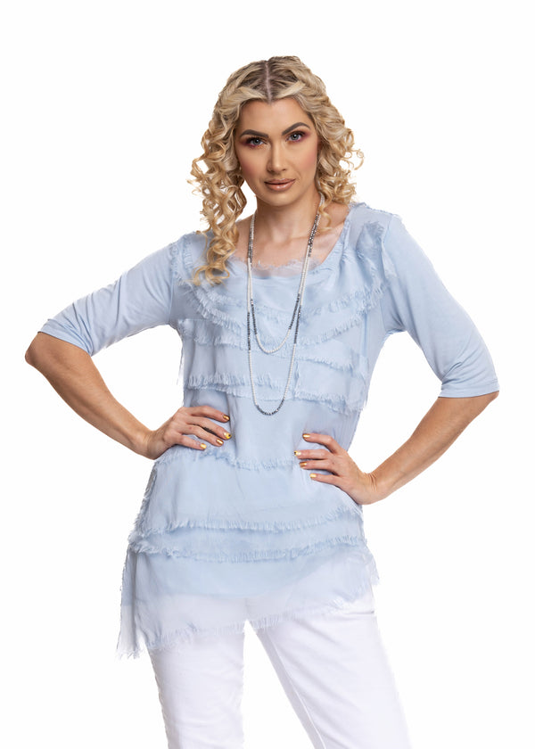 Fleur Top in Ice Blue - Imagine Fashion