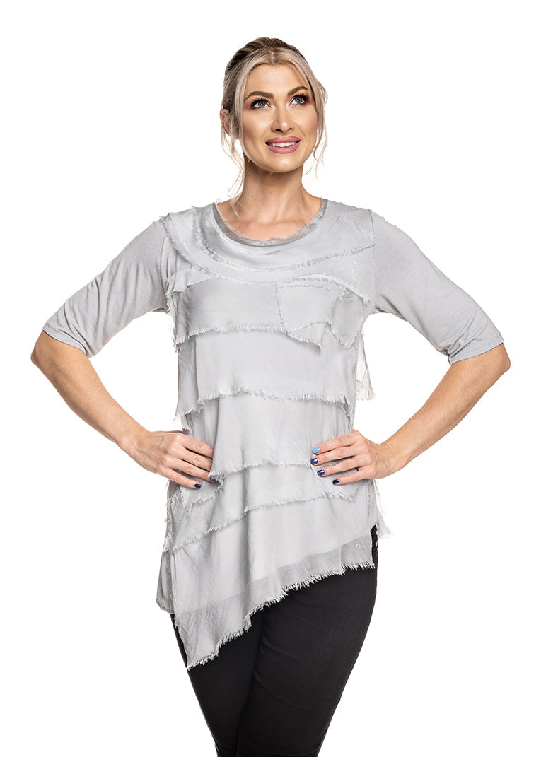 Fleur Top in Perle Grey - Imagine Fashion