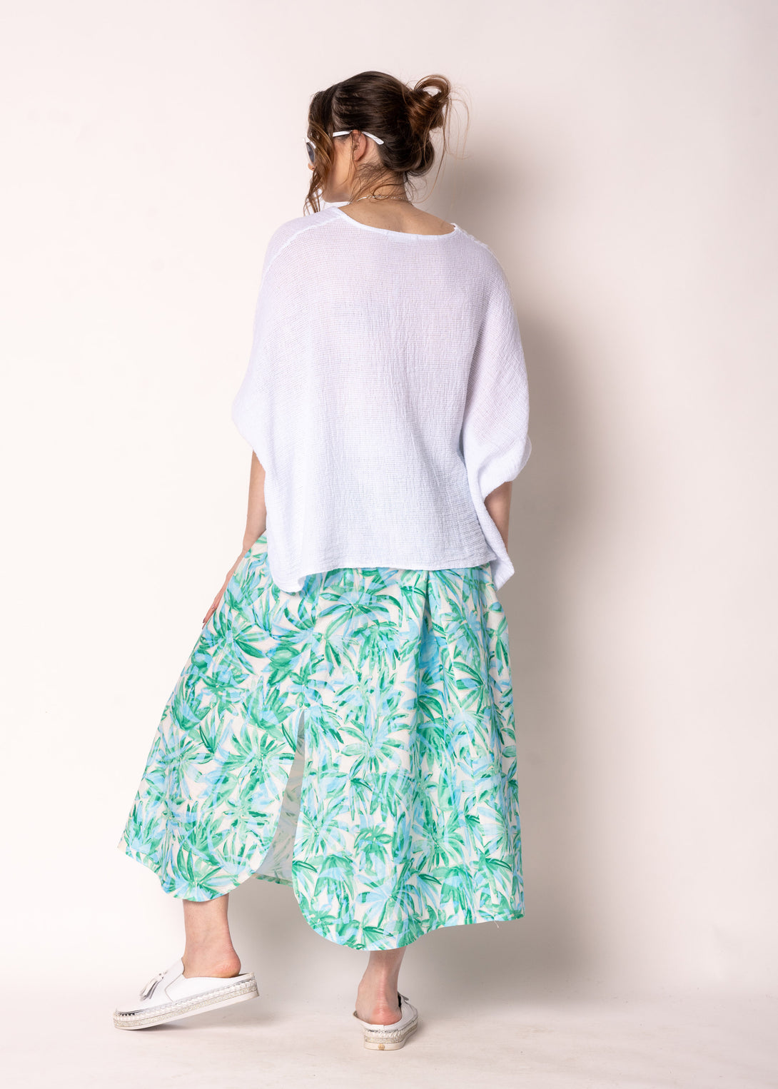 Aloura Linen Blend Skirt in Capri Green - Imagine Fashion