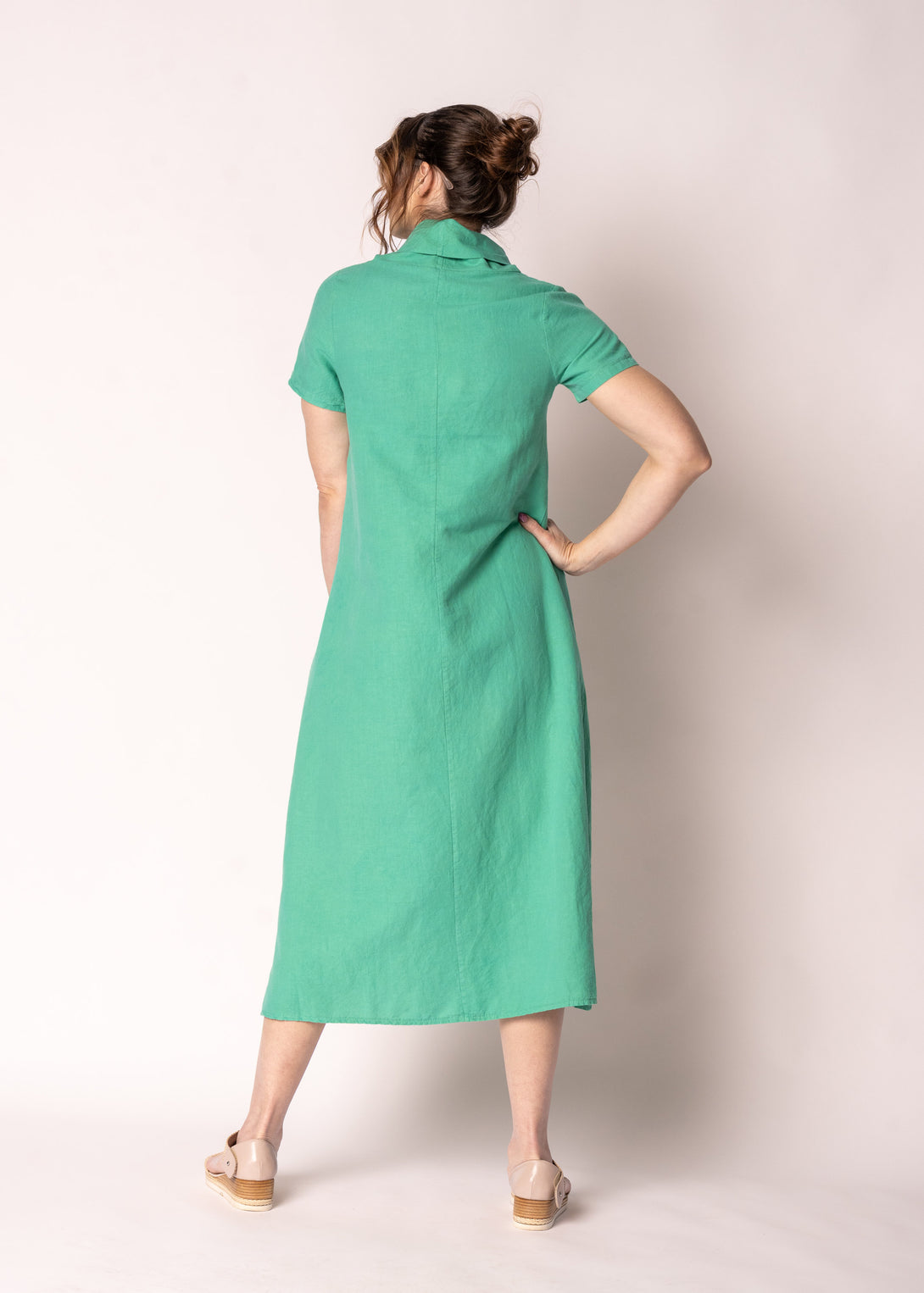 Veronica Linen Dress in Capri Green - Imagine Fashion