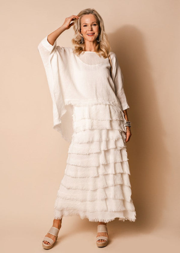 Julie Linen Skirt in Cream - Imagine Fashion