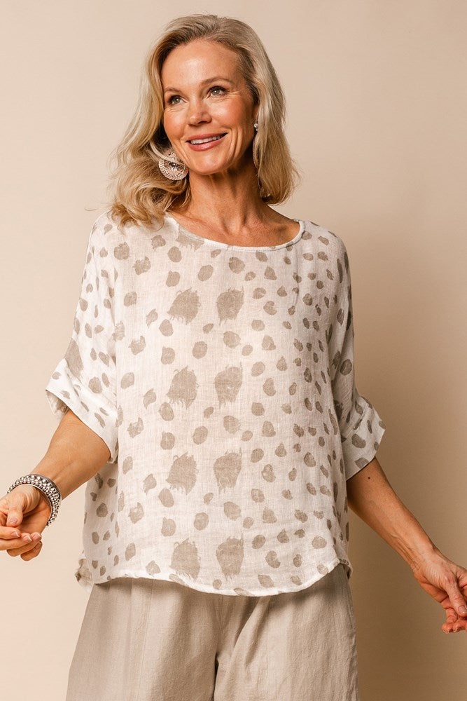 Avril Linen Top in Cream