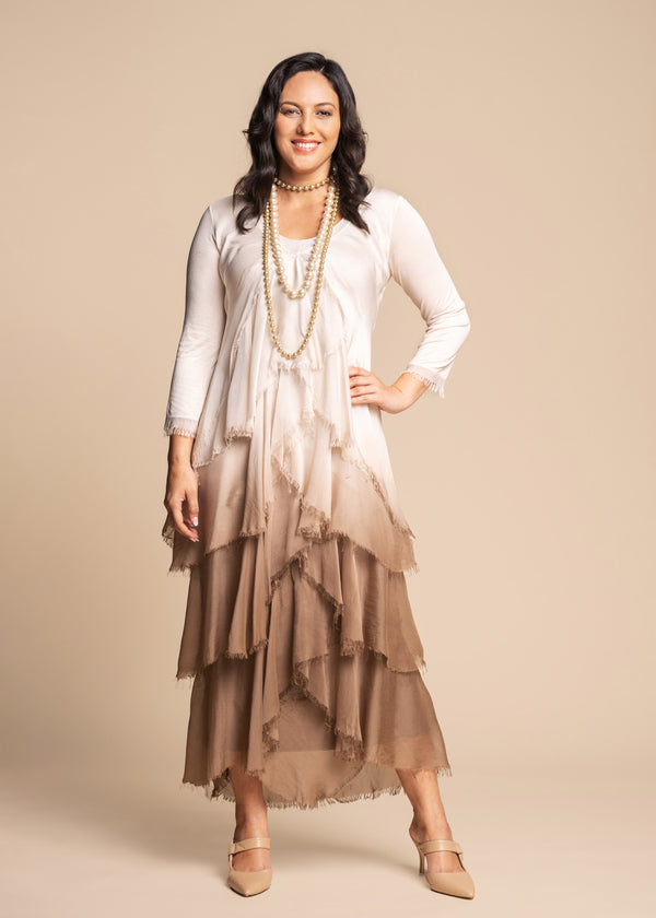 Belin Silk Dress in Latte - Imagine Fashion