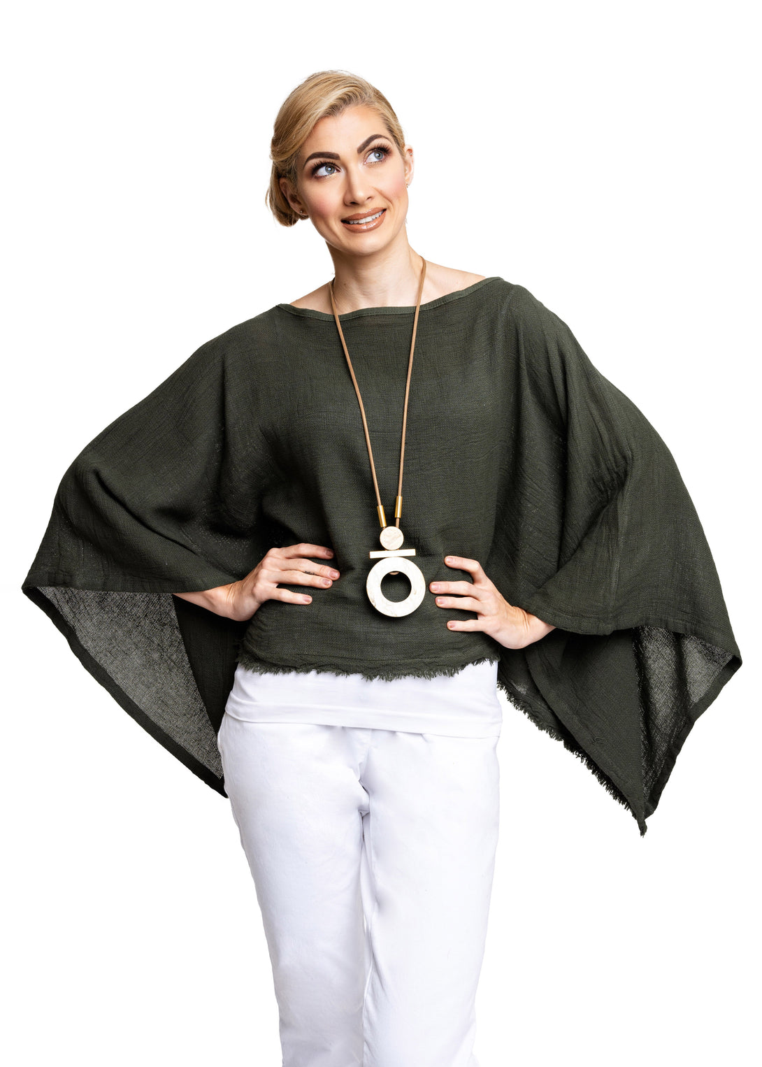 Ruby Fringed Top in Khaki - Imagine Fashion