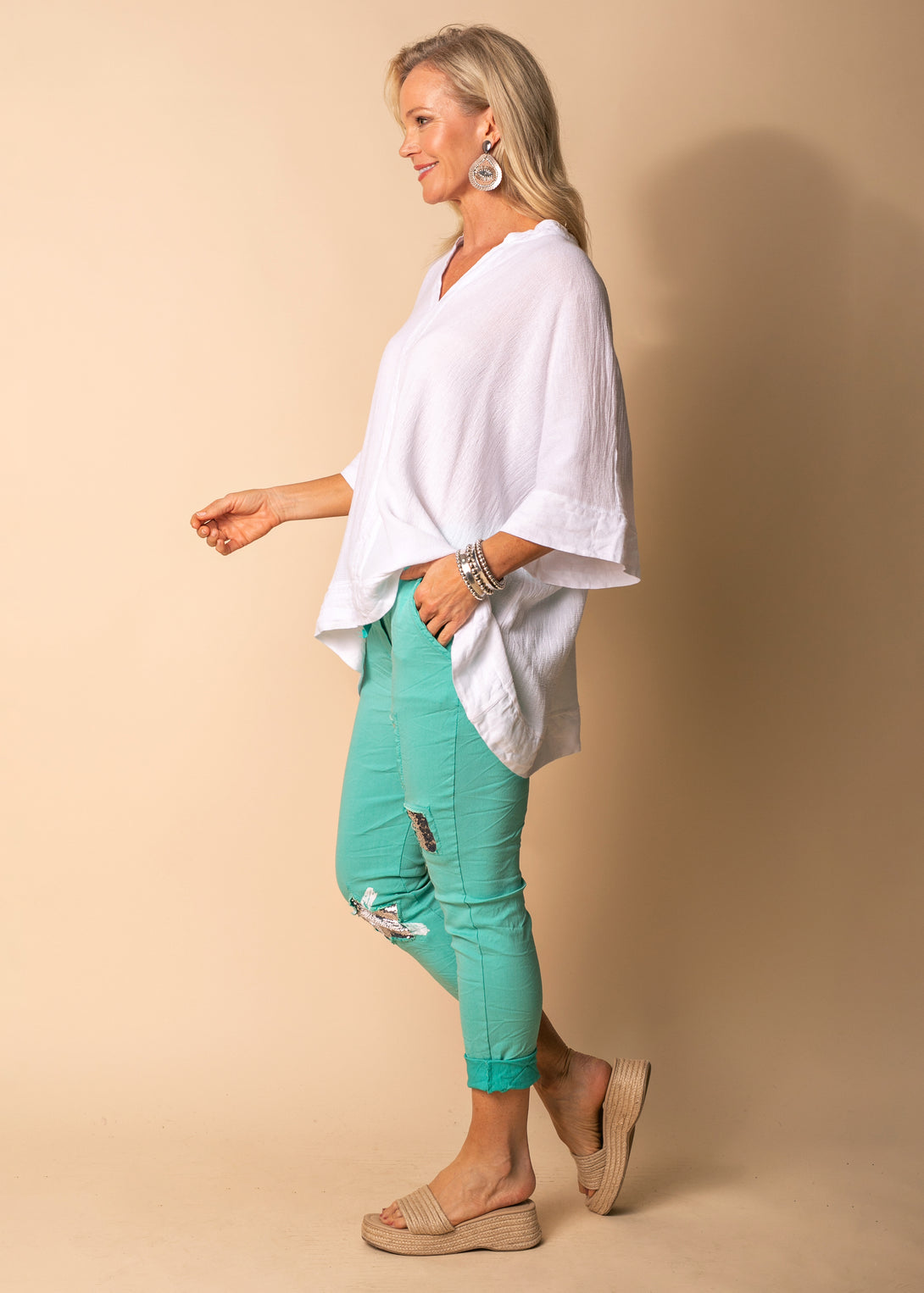Coralie Pants in Sea Green - Imagine Fashion