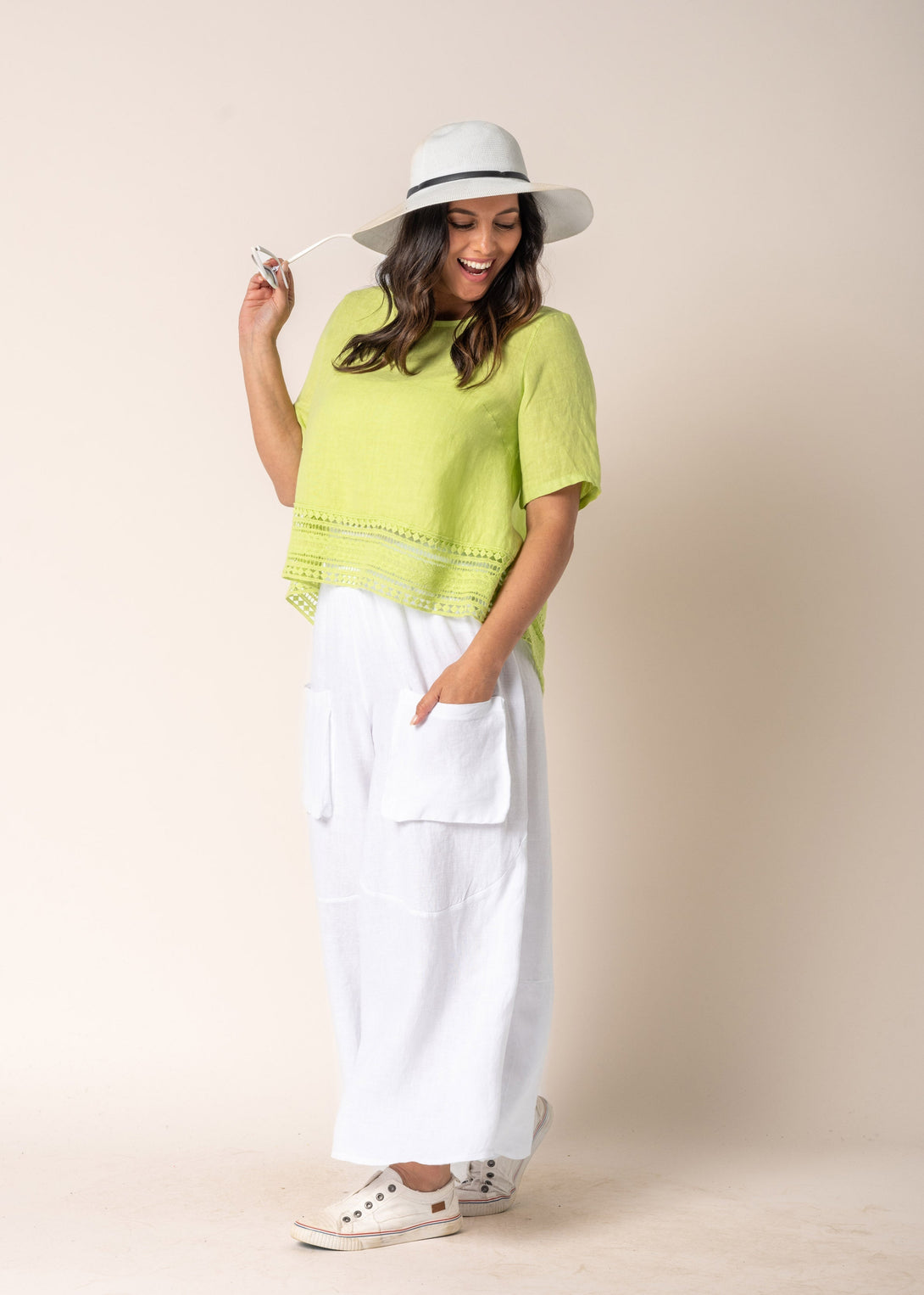 Byrony Linen Pants in White