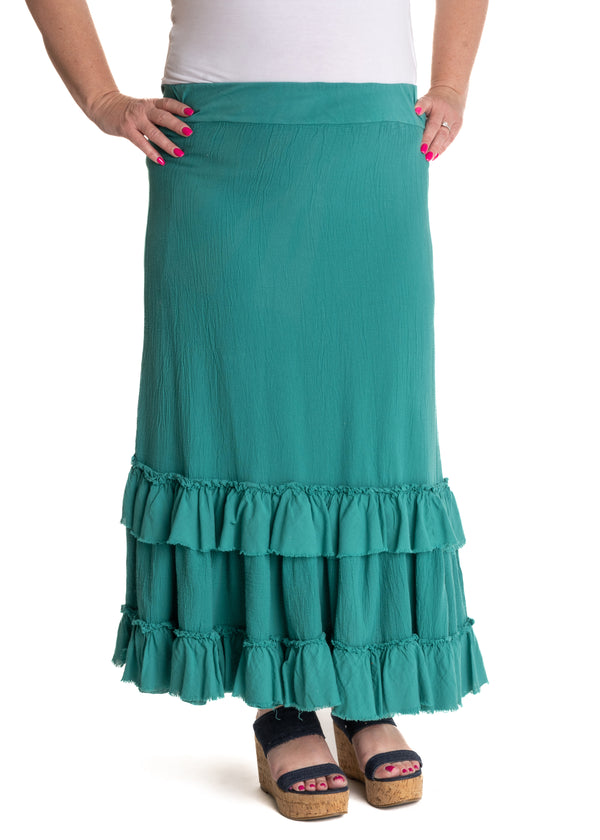 Rylee Cotton Frill Skirt in Amalfi Green - Imagine Fashion