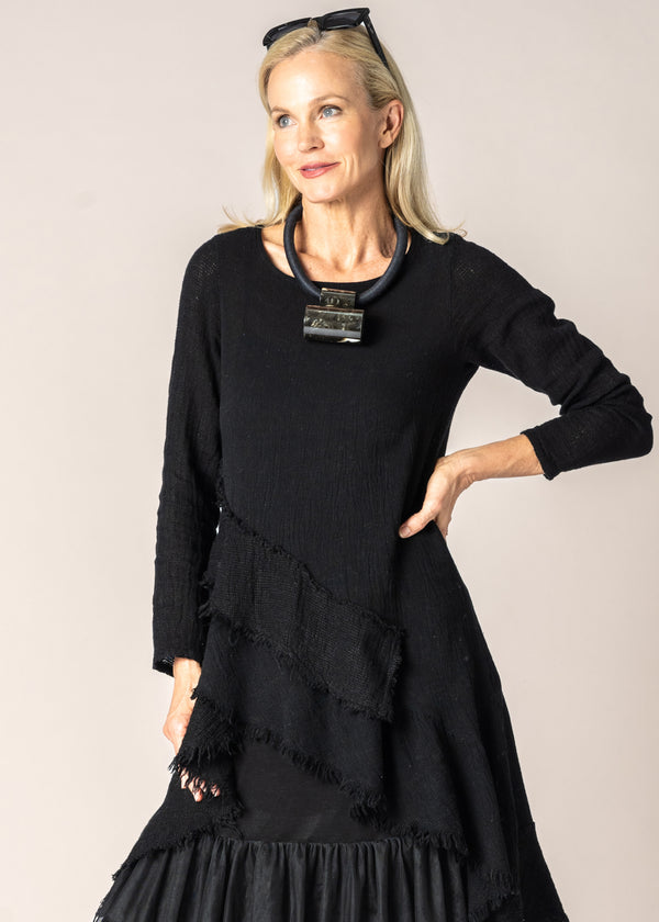 Christina Linen Top in Onyx - Imagine Fashion