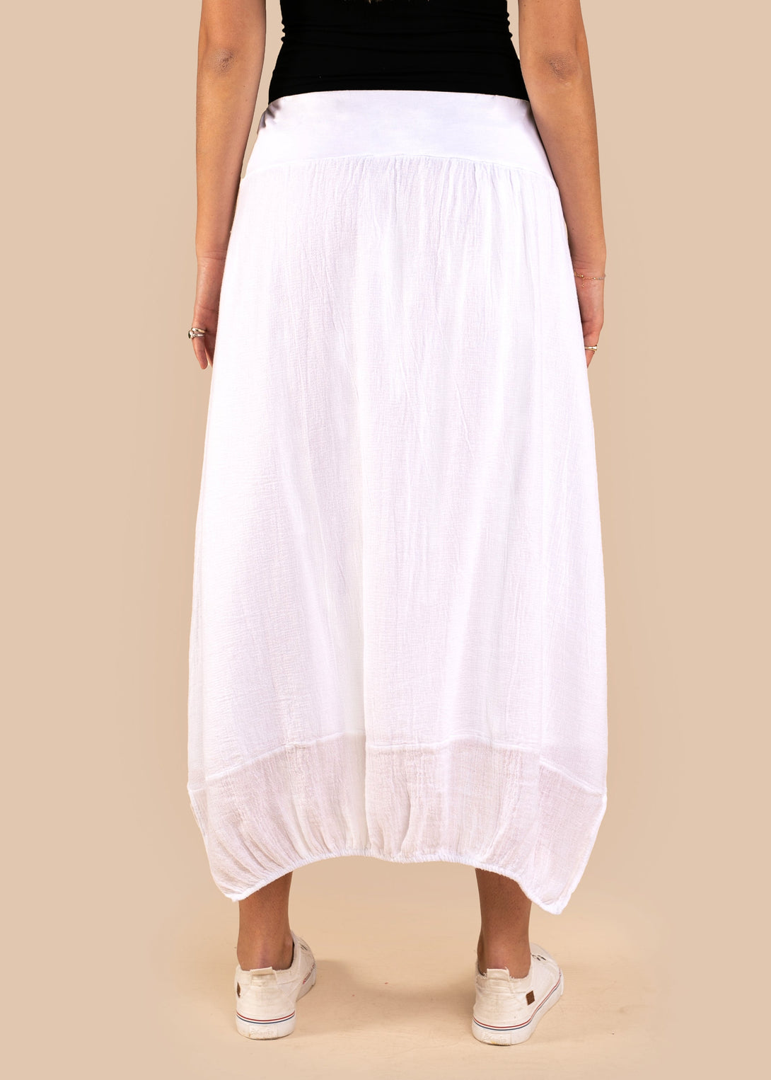 Leela Linen Skirt in White - Imagine Fashion
