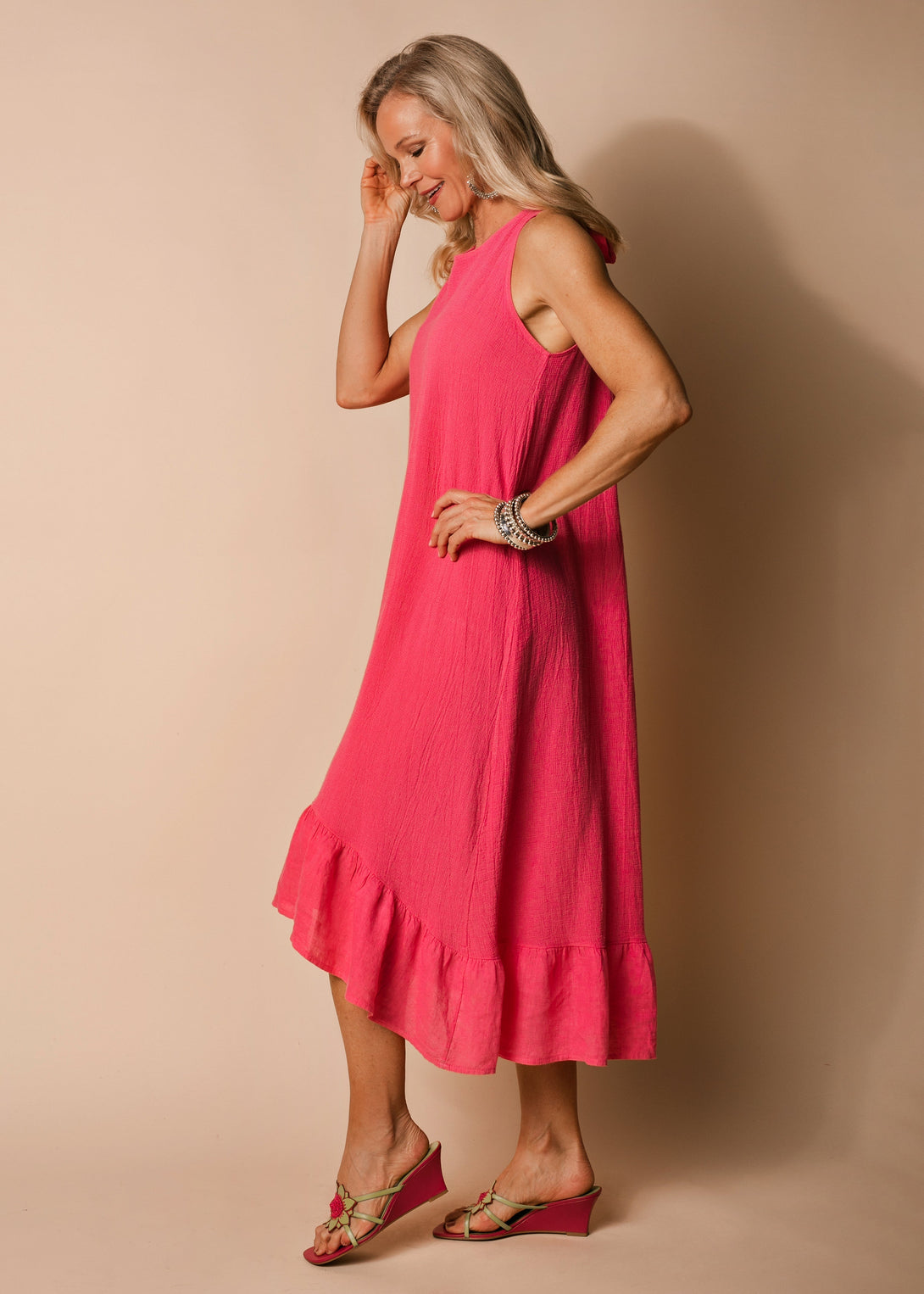 Jacoba Linen Blend Dress in Raspberry Sorbet