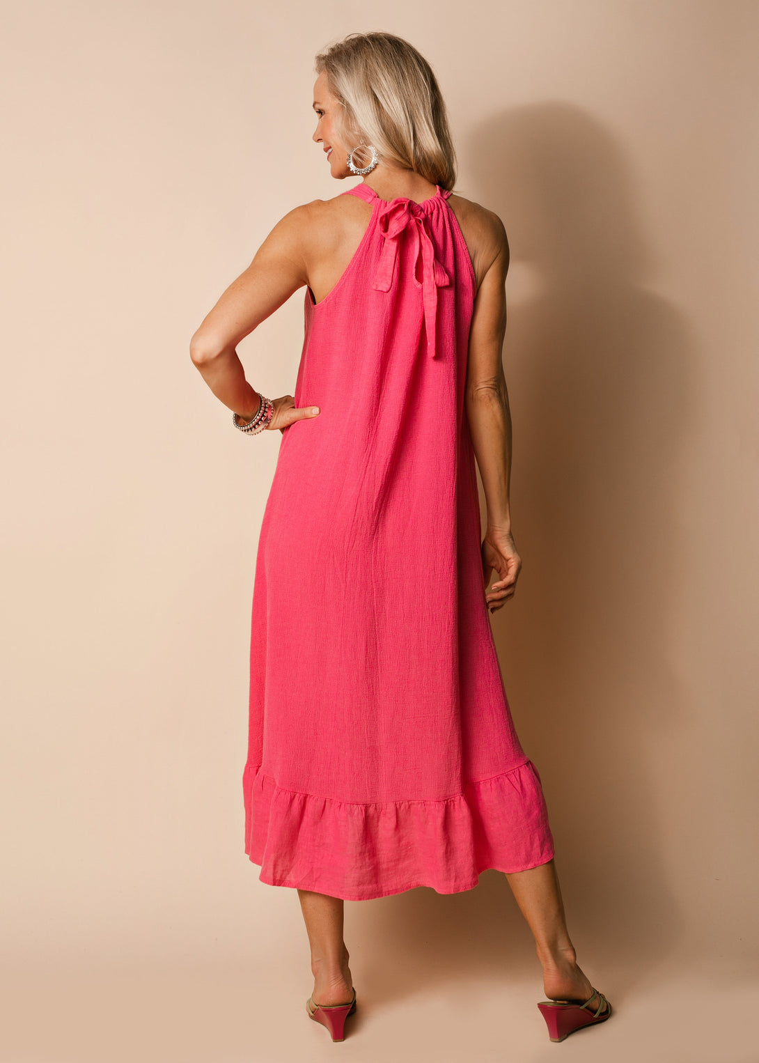 Jacoba Linen Blend Dress in Raspberry Sorbet