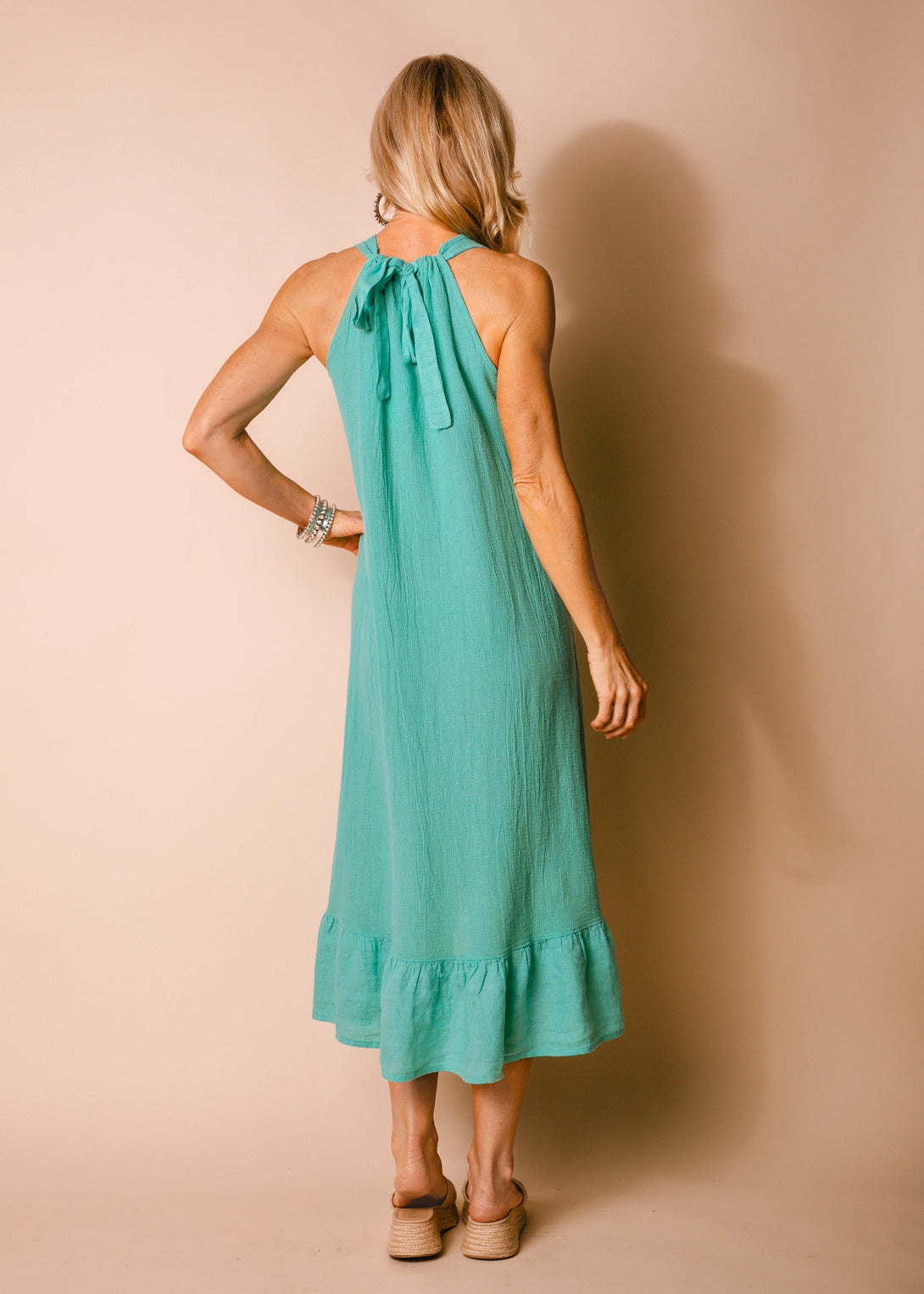 Jacoba Linen Blend Dress in Sea Green