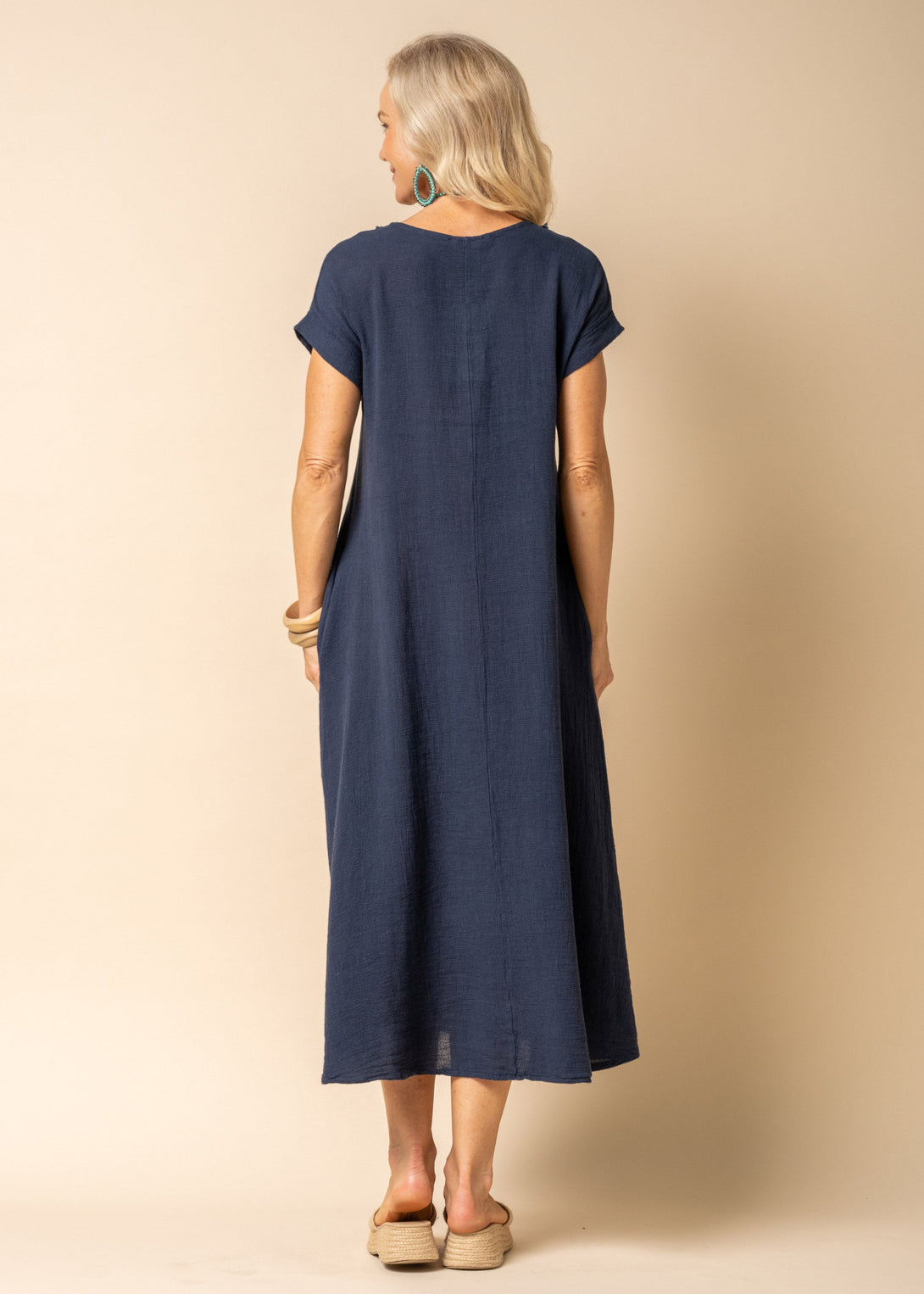 Kaidi Linen Dress in Navy