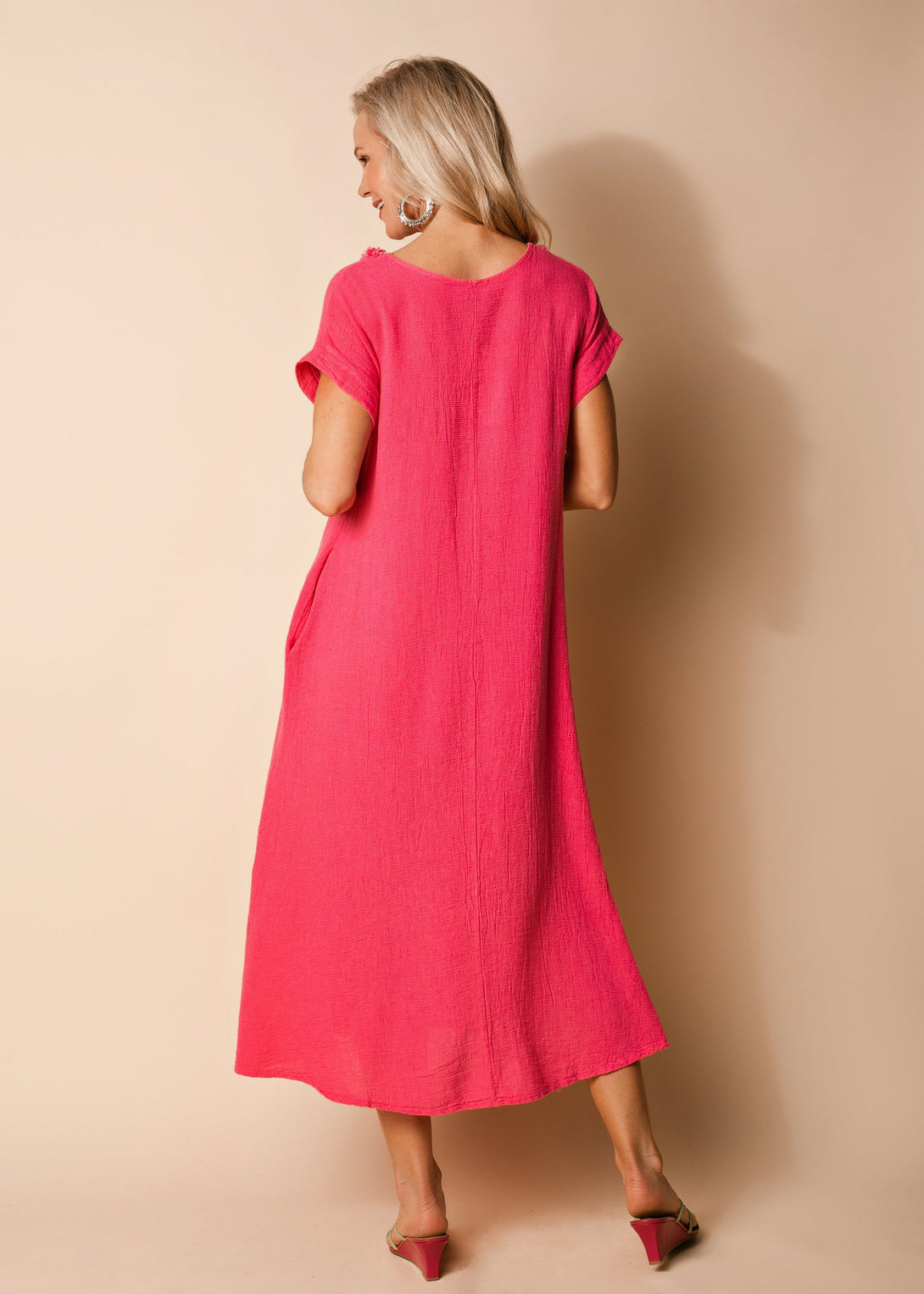 Kaidi Linen Dress in Raspberry Sorbet