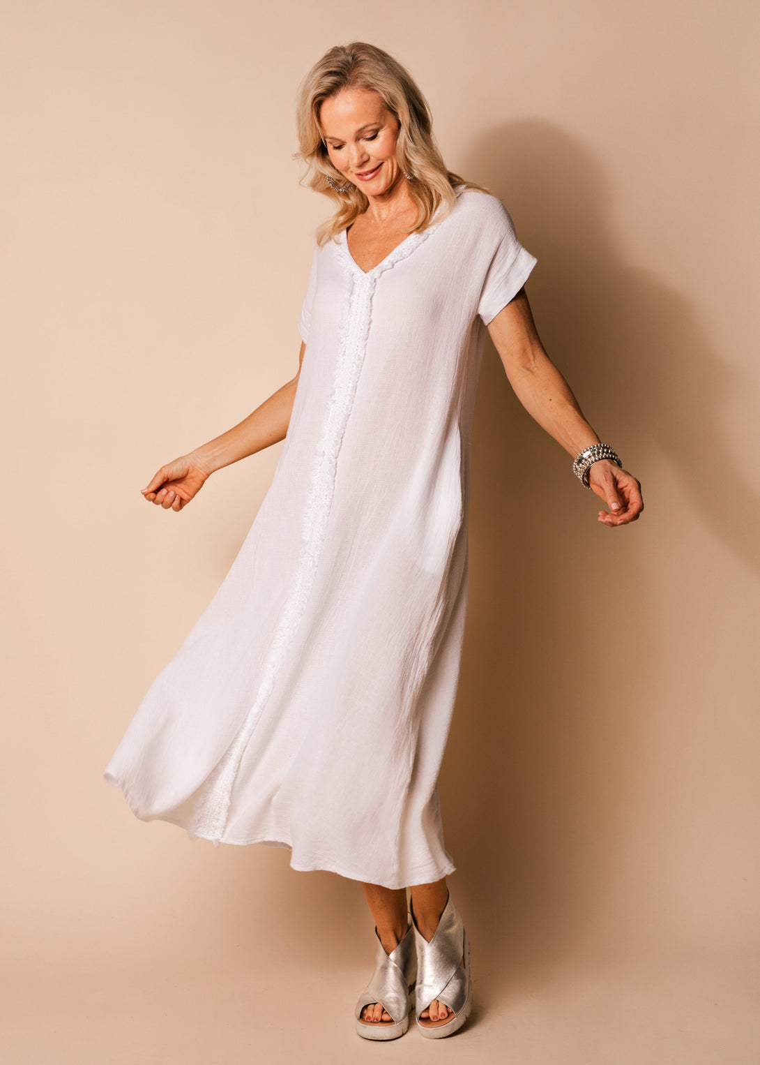 Kaidi Linen Dress in White