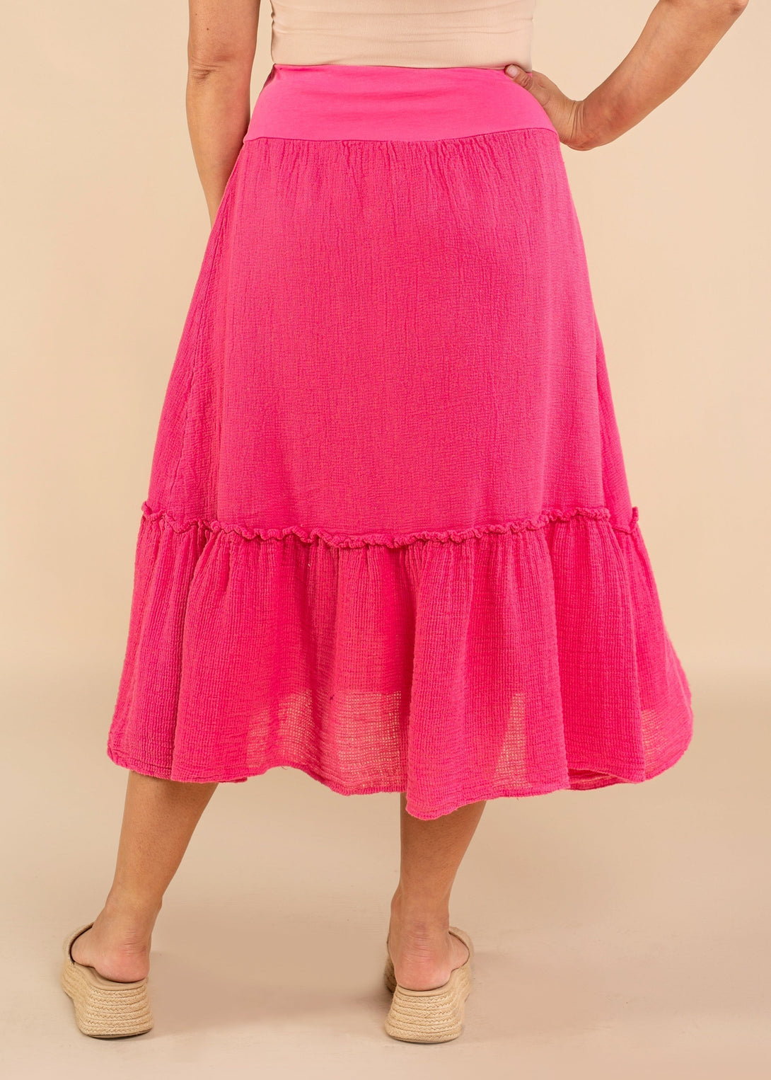 Elva Linen Skirt in Raspberry Sorbet