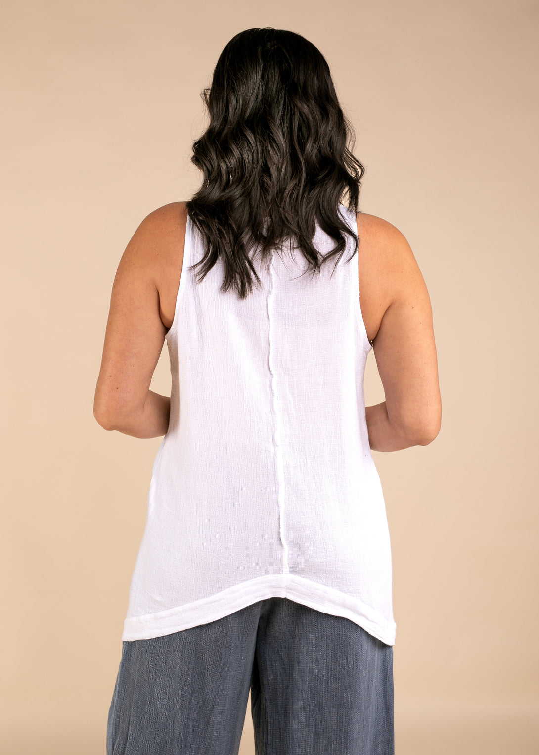 Marcie Linen Blend Top in White