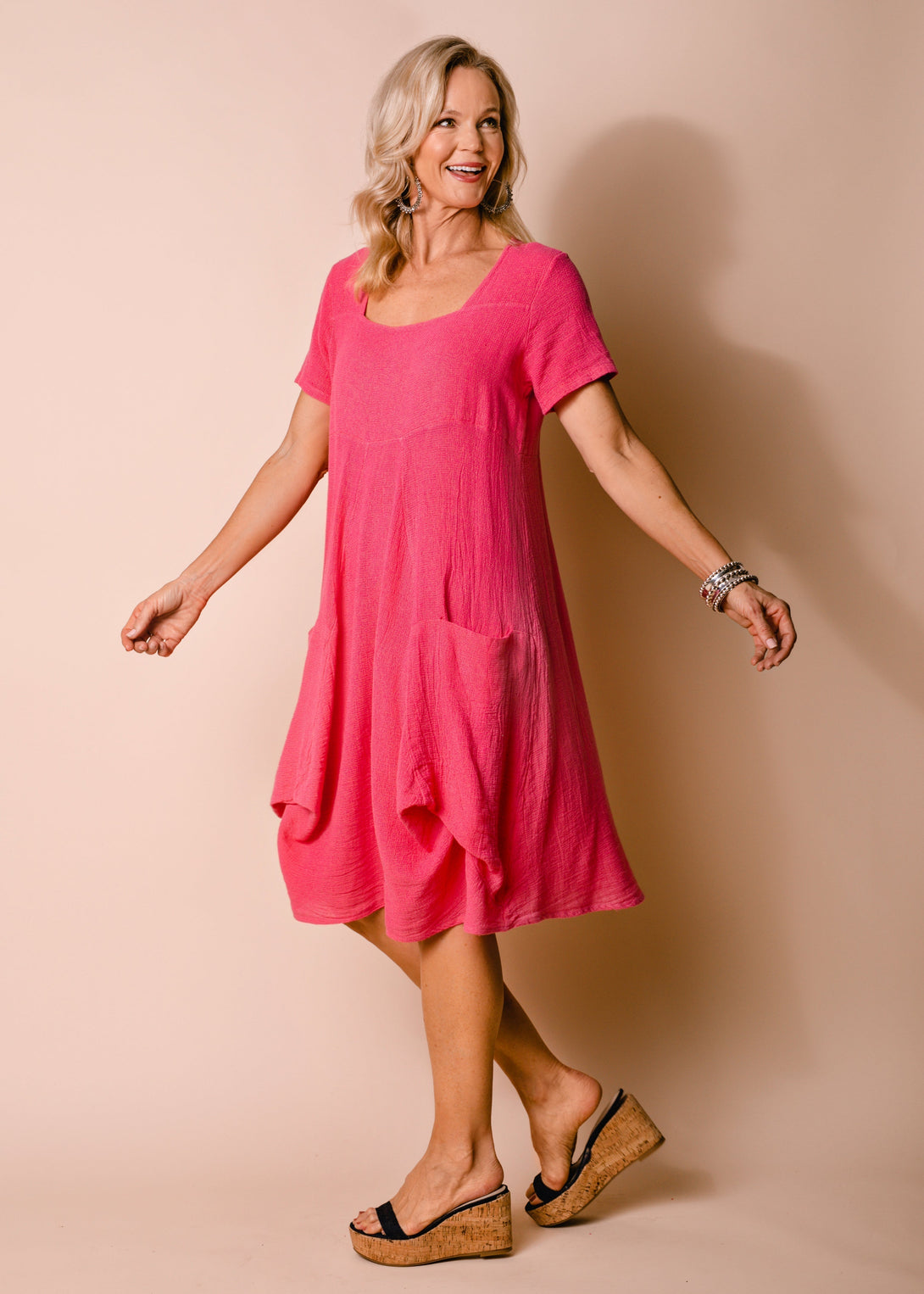 Britan Linen Blend Dress in Raspberry Sorbet