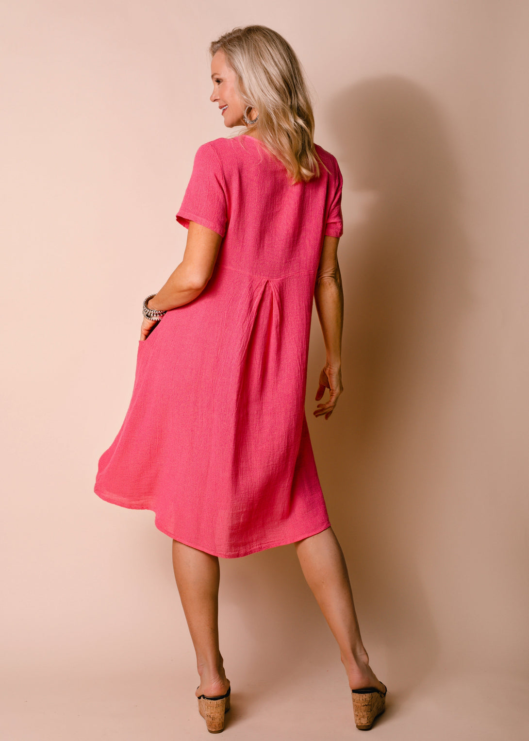 Britan Linen Blend Dress in Raspberry Sorbet