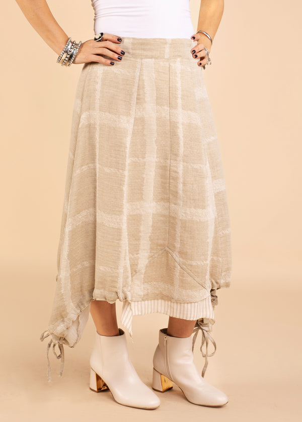 Adulis Linen Blend Skirt in Latte - Imagine Fashion