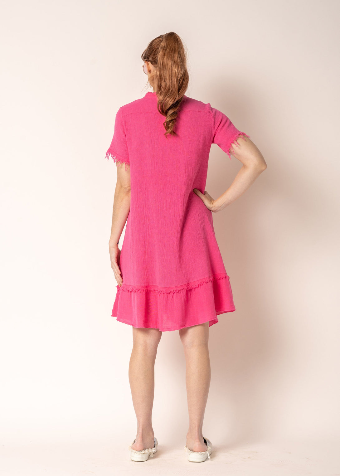 Ariana Linen Dress in Raspberry Sorbet