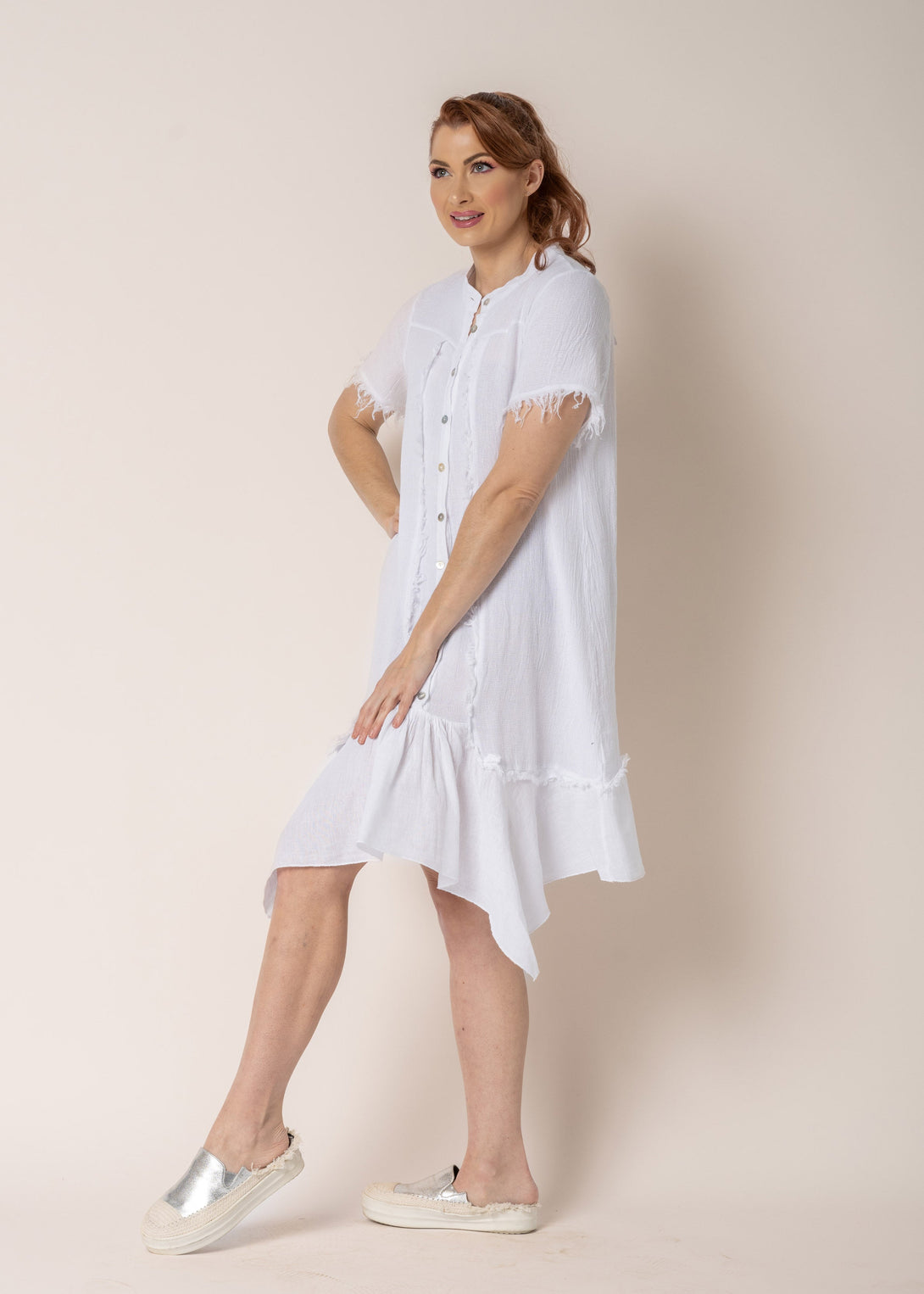 Ariana Linen Dress in White