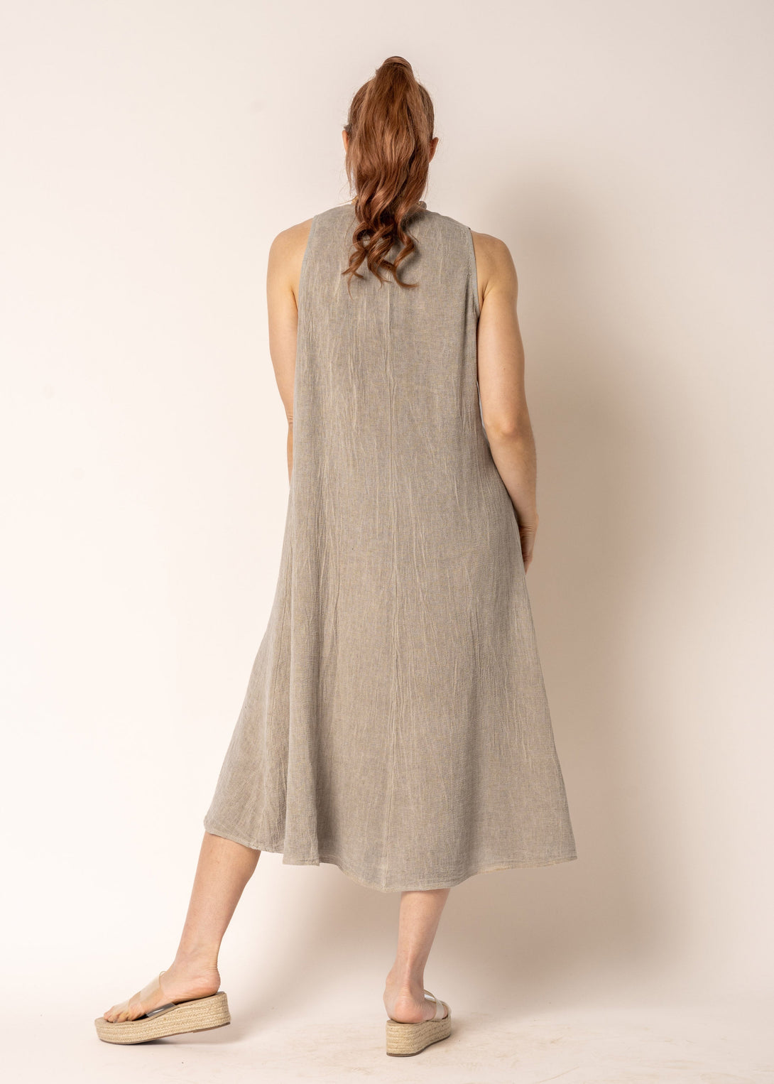 Natalia Linen Dress in Mocha