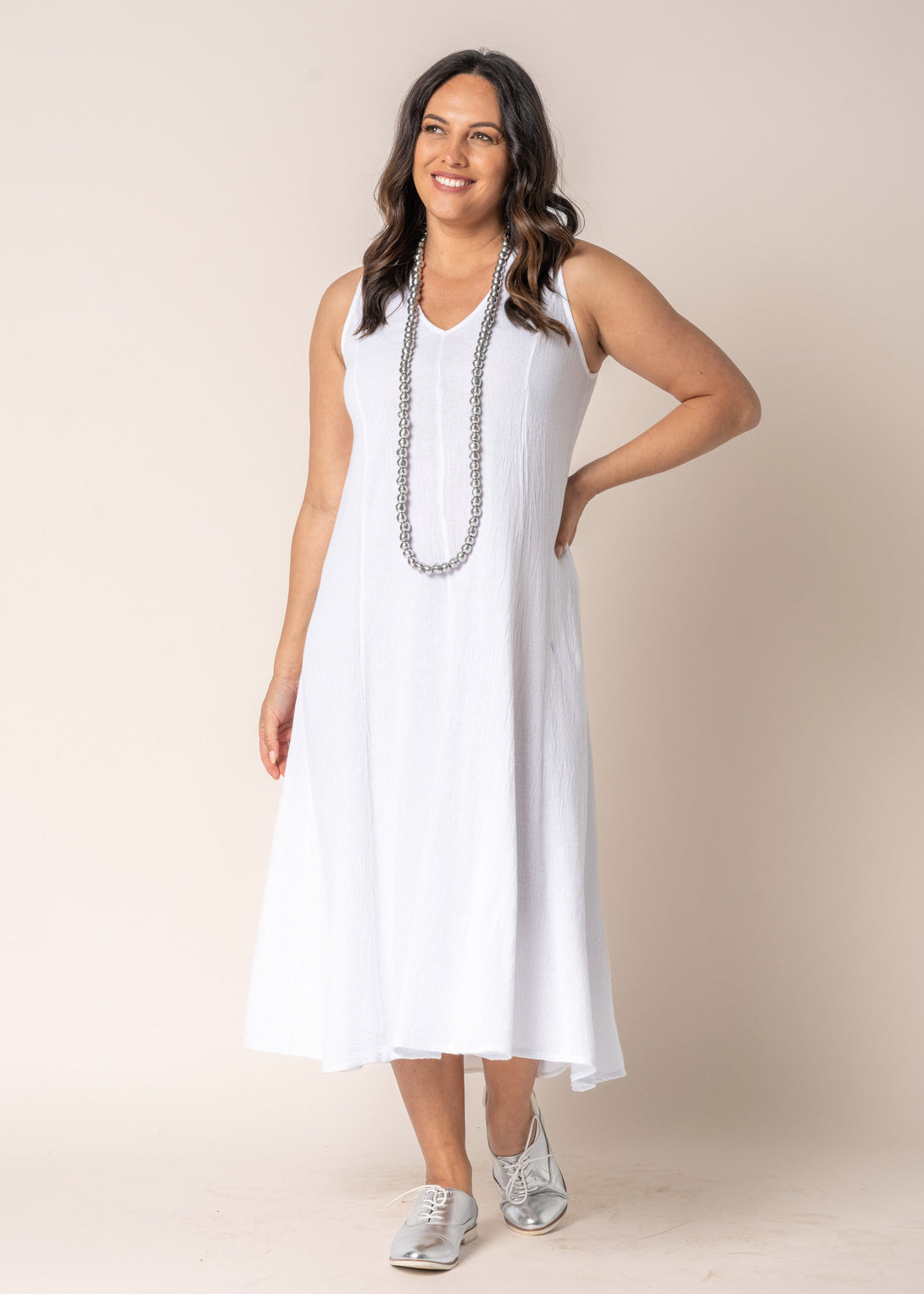 Natalia Linen Dress in White