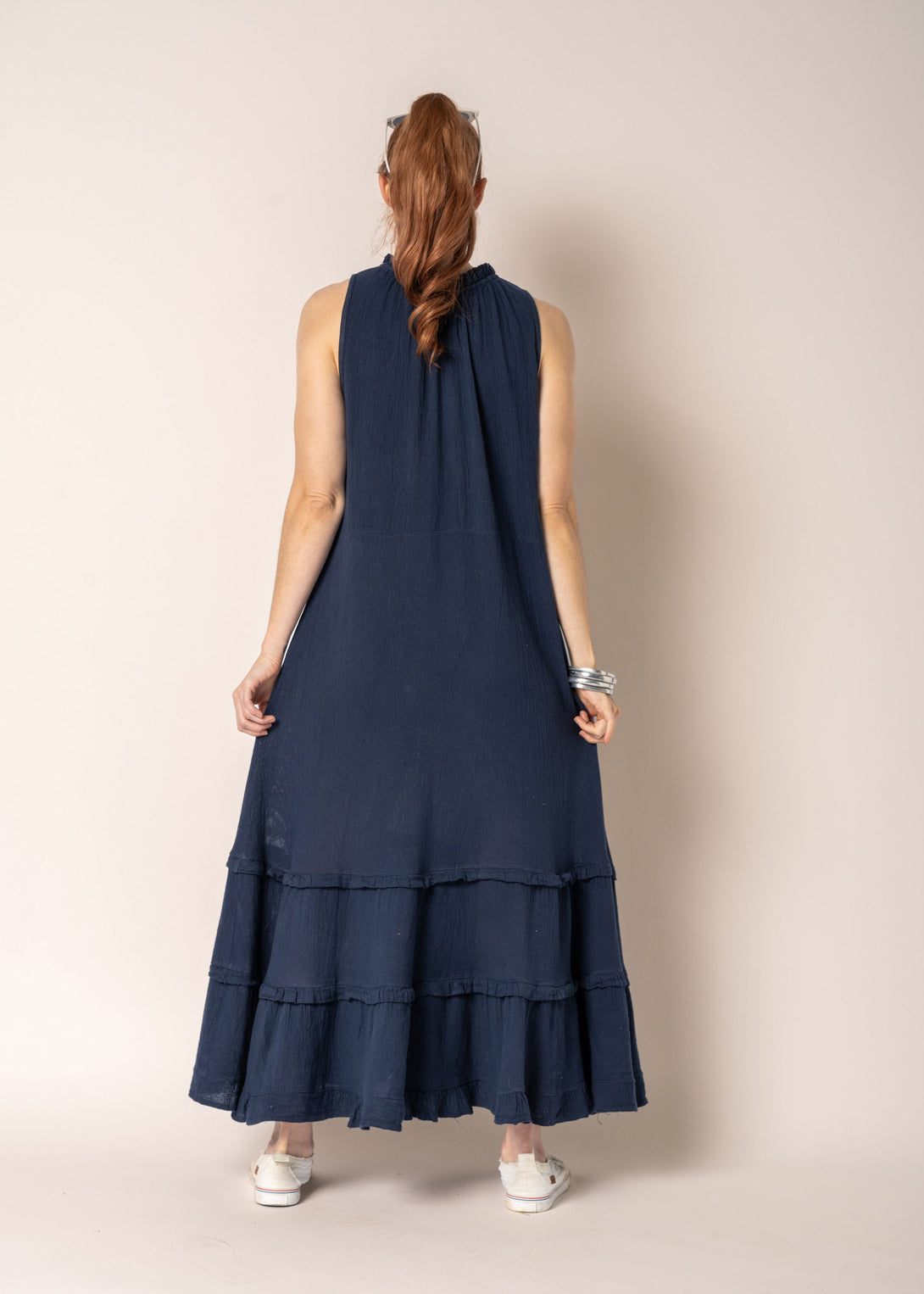 Lyla Linen Dress in Navy