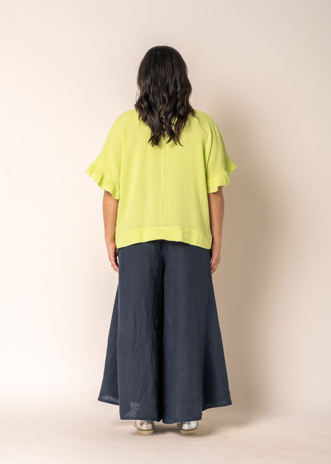 Serenity Linen Top in Lime Splice