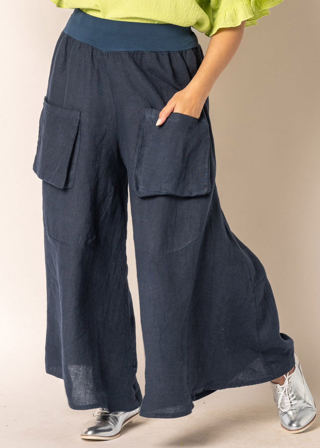 Byrony Linen Pants in Navy