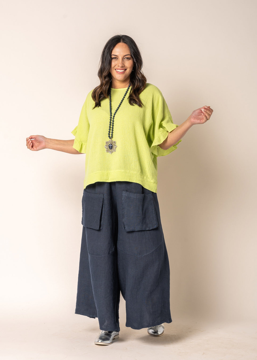 Byrony Linen Pants in Navy