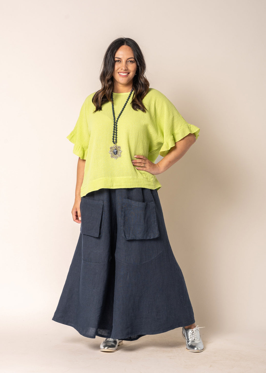 Byrony Linen Pants in Navy