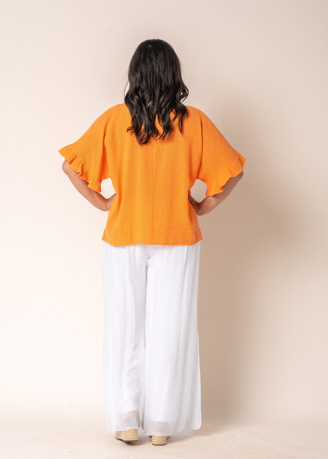 Serenity Linen Top in Sunset Orange