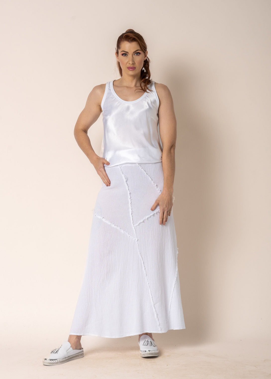 Skyla Linen Skirt in White