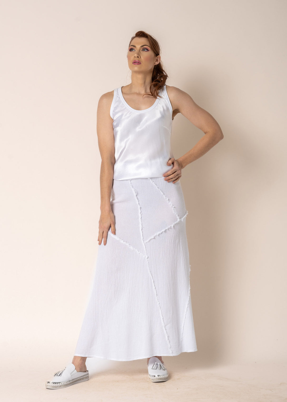 Skyla Linen Skirt in White