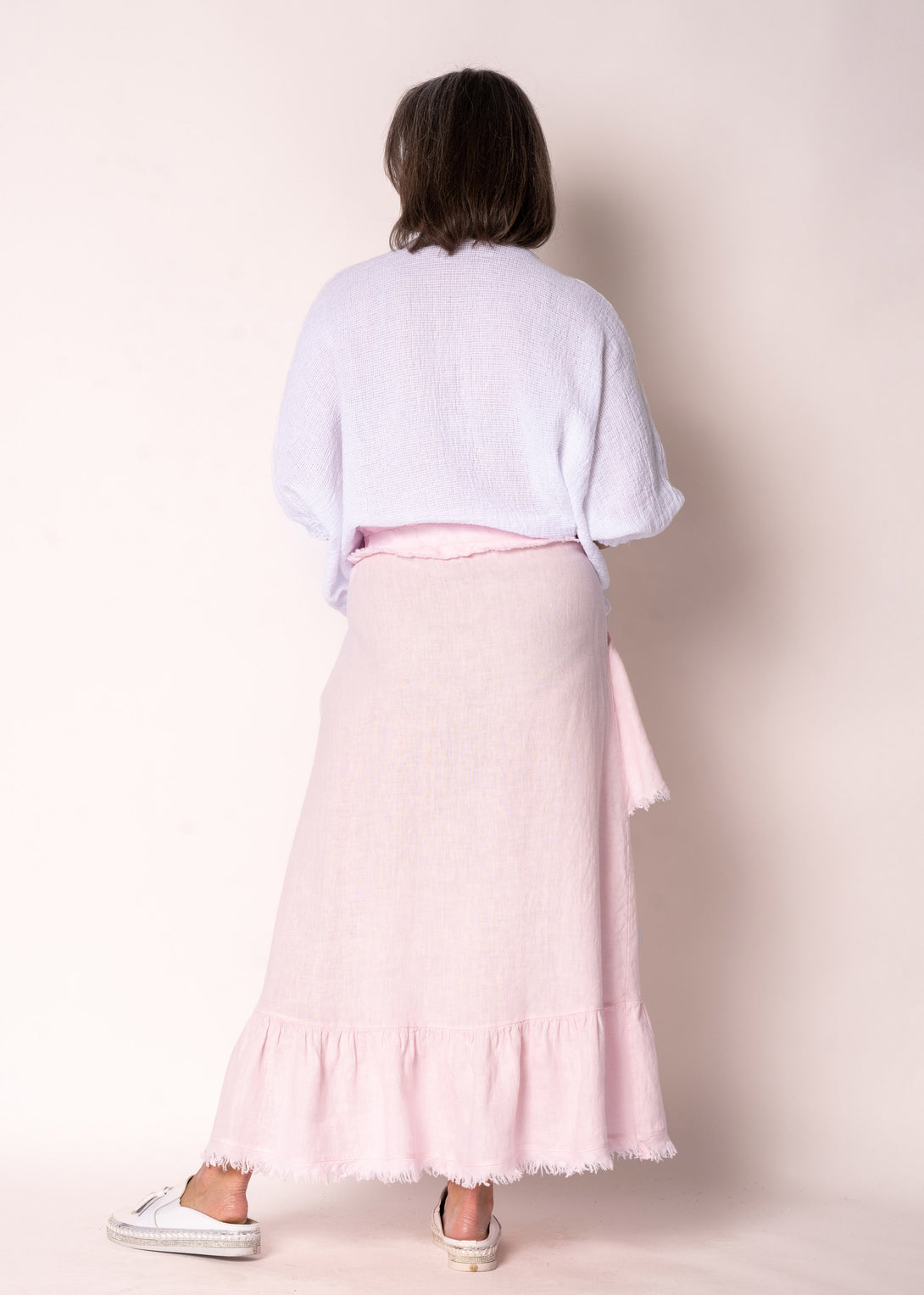 Gessica Linen Skirt in Modena Pink - Imagine Fashion