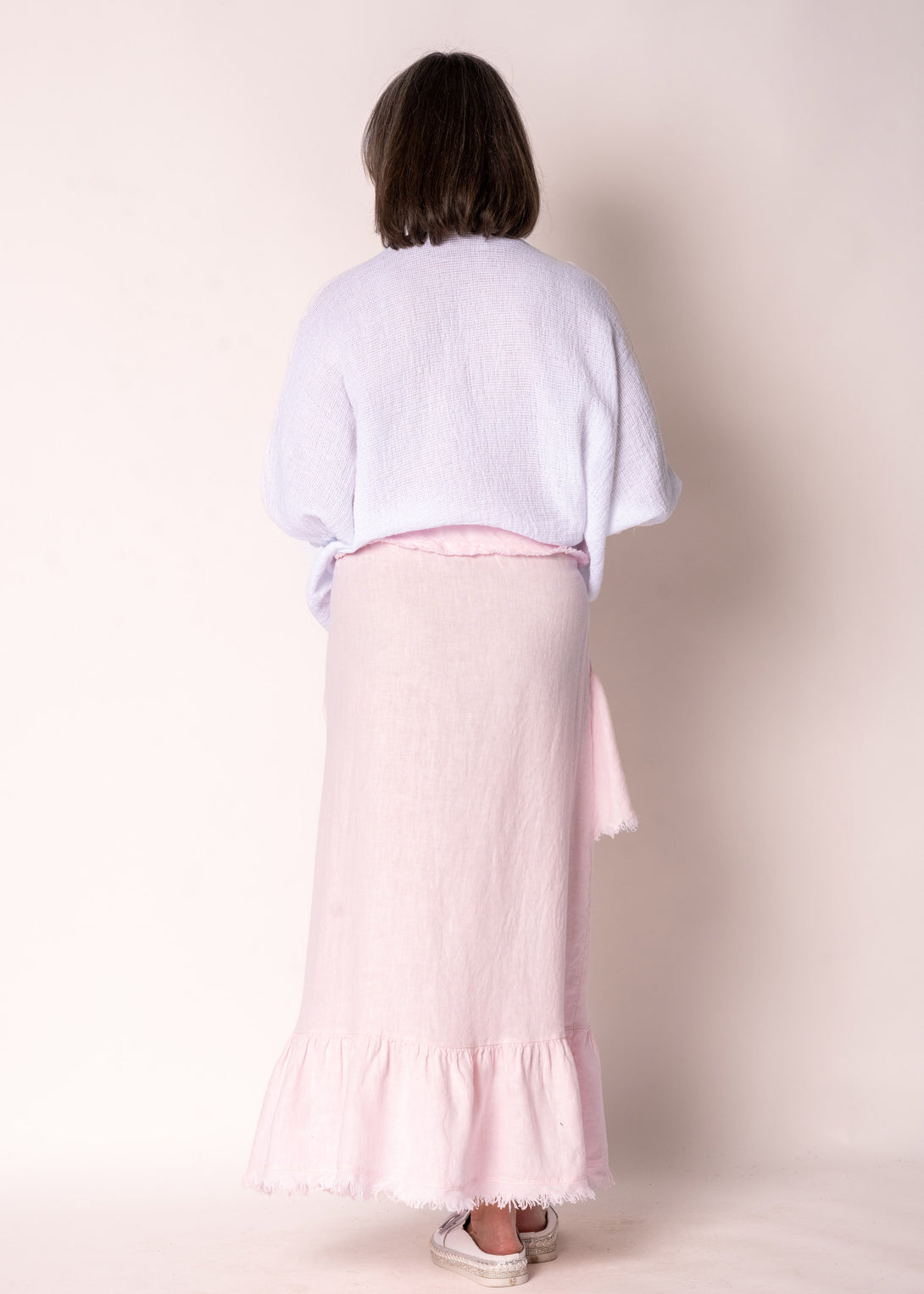 Gessica Linen Skirt in Modena Pink - Imagine Fashion