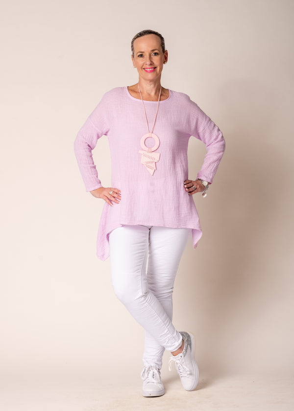 Eda Linen Top in Freesia Pink