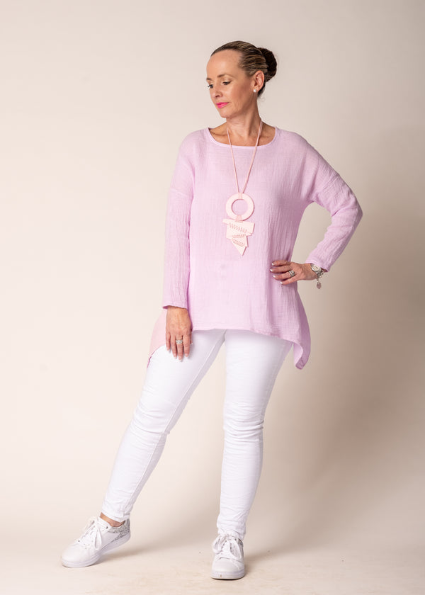 Eda Linen Top in Freesia Pink