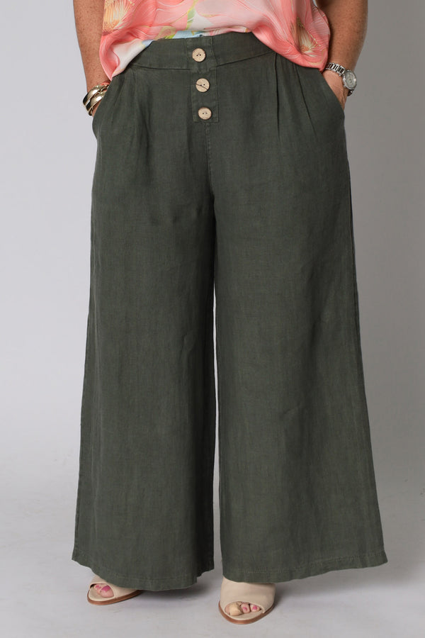 Renata Linen Pants in Khaki