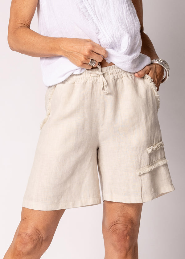 Lysandra Linen Shorts in Latte