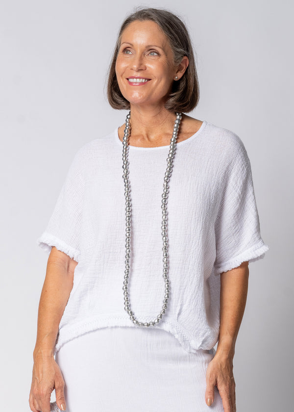 Nixie Linen Top in White