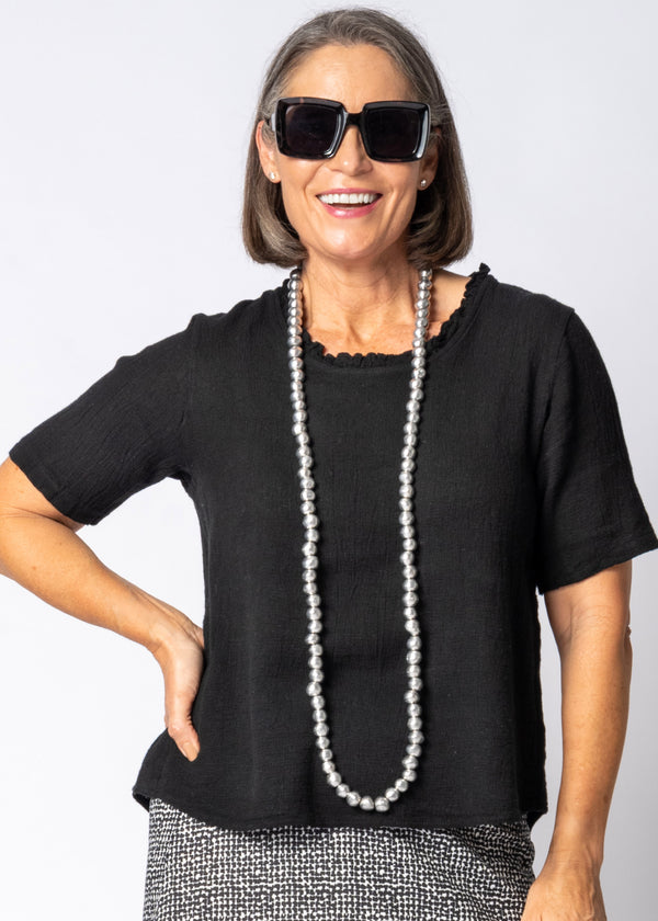Romara Linen Top in Onyx