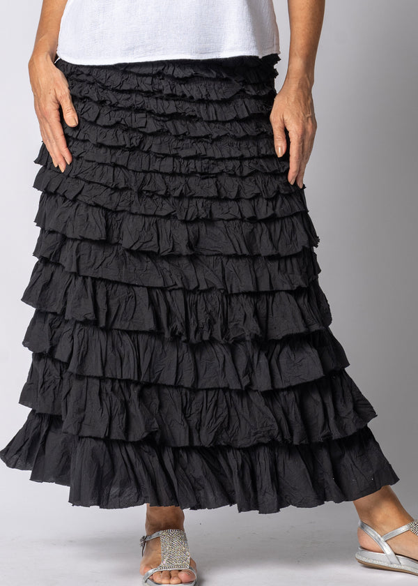 Penelope Frill Skirt in Onyx