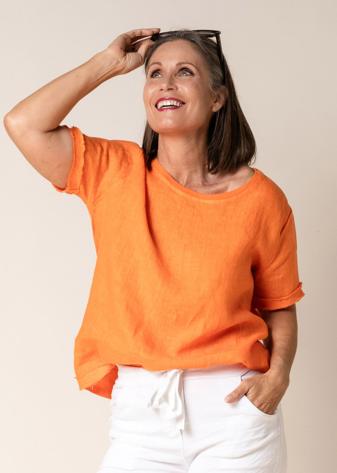 Amantha Top in Sunset Orange