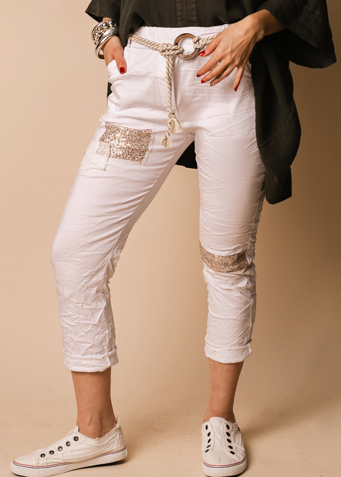 Ella Pants in White - Imagine Fashion
